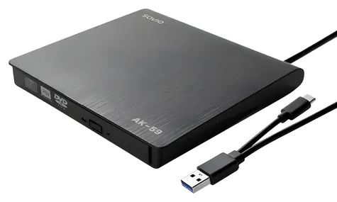 AK-59 černá / Vypalovačka DVD±RW / Externí / Slim / USB-C/USB-A