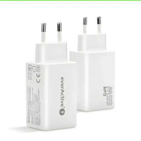 Síťová nabíječka GaN SC-655Q bílá / Nabíječka / 65 W / 2x USB-C / 1x USB-A / QC4+ / PD 3.0