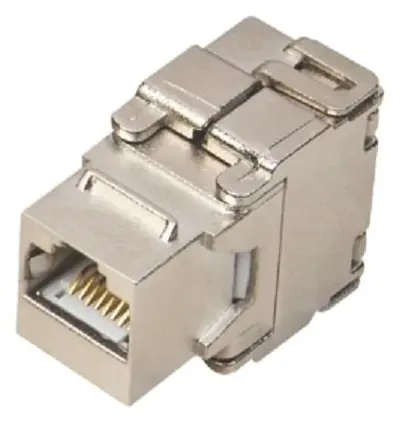 Keystone konektor RJ45 STP CAT6 bez nářadí / Síťová zásuvka / Stříbrná / Kovové tělo