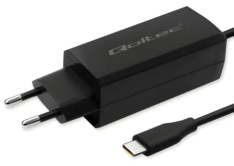 GaN nabíječka 65W USB-C černá / Napájecí adaptér / 65 W / USB-C / 5–20 V / kabel 1,8 m