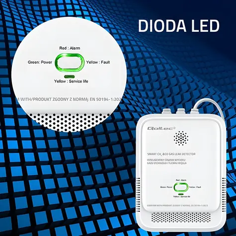 Detektor úniku plynu a CO s LED signalizací / Detektor plynu a CO / Alarm 85 dB
