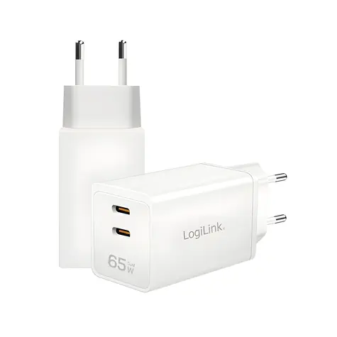 Síťová nabíječka 2x USB-C 65W bílá / Nabíječka / Power Delivery / rychlé nabíjení