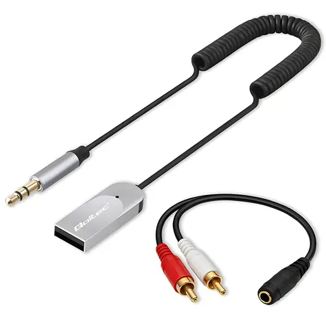 Bluetooth 6.0 audio přijímač / Audio adaptér / 2x RCA / AUX 3.5mm / USB / Mikrofon