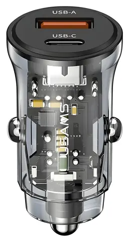 USAMS US-CC164 C32 černá / Autonabíječka / 1x USB-A / 1x USB-C / 30W