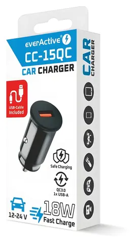 CC-15QC Autonabíječka QC3.0 / Autonabíječka / 18W / 1x USB-A / USB-C kabel 1 m