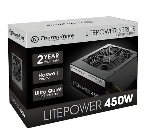 Thermaltake Litepower II černá / Napájecí zdroj / 450 W / aktivní PFC / 120mm ventilátor