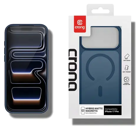 Crong Hybrid Matte Magnetic tmavě modrá / Ochranný kryt / Apple iPhone 17 Pro / MagSafe