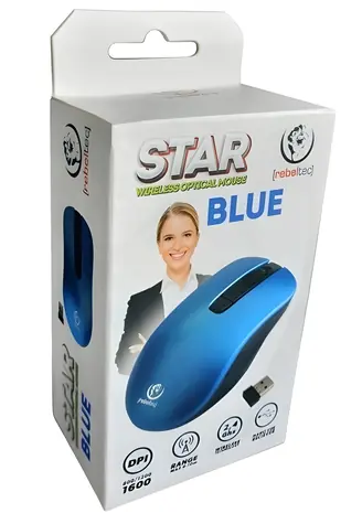 STAR modrá / Bezdrátová myš / 800/1000/1600 DPI / USB přijímač 2.4GHz