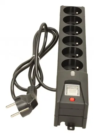 LX 610 černá / Přepěťová ochrana / 6 zásuvek / 1,5 m / 2300 W