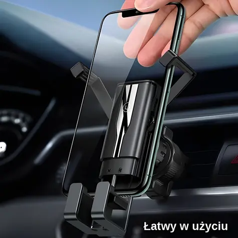 USAMS ZJ058 černá / Držák do auta / Gravity / na ventilační mřížku / hliníkový