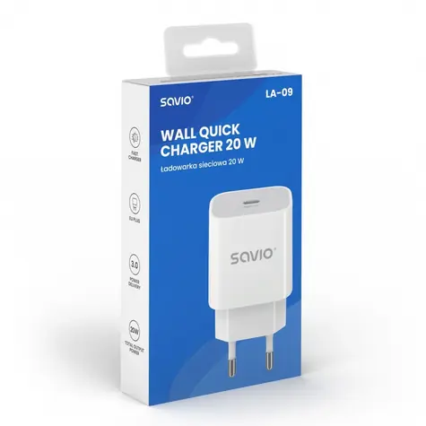 LA-09 Síťová nabíječka 20W / USB-C / QC 3.0 & PD 3.0