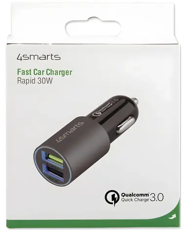 4smarts Rapid 30W matná šedá / Nabíječka do auta / Quick Charge 3.0 / 2x USB-A / 30W