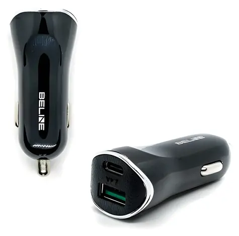 Beline autonabíječka černá / Nabíječka do auta / 1x USB-A / 1x USB-C / 30W / 5A