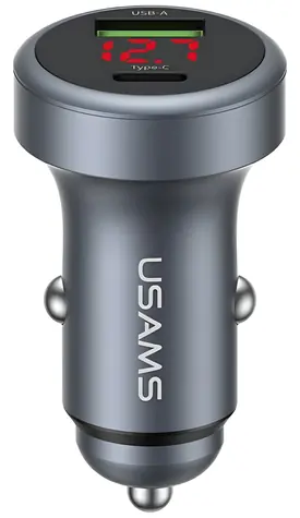 USAMS CC327 tarnish / Autonabíječka / 45W / USB-A + USB-C / hliníkové tělo