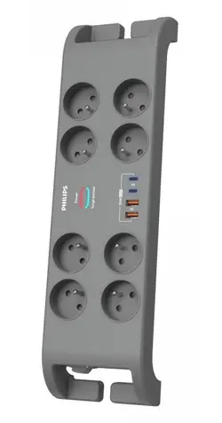 Prodlužovací kabel s přepěťovou ochranou 8x zásuvka / Prodlužovací kabel / USB-A+C 30W GaN / 2400 J / 2 m
