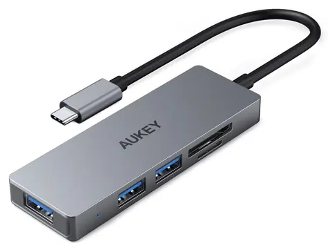 USB-C hub CB-C63 hliníkový / USB hub / 4v1 / 3x USB 3.1 / microSD a SD