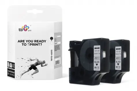 Kompatibilní páska TBTD-45013 pro DYMO černá/bílá / Páska do štítkovače / 12 mm / 7 m / D1 / 2 ks