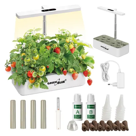 Chytrý květináč GB133 bílá / Květináč / LED osvětlení / vodní čerpadlo / 4 l