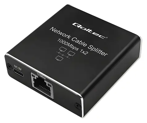 Mini switch RJ45 1x2 porty / Switch / 1000 Mbps / USB-C napájení / Hliníkové tělo