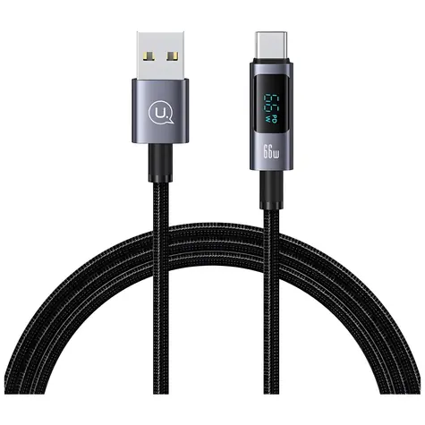 USAMS US-SJ673 Sufeng tmavě šedá / Nabíjecí a datový kabel / USB-C - USB-A / 66W / 6A / 1,2 m