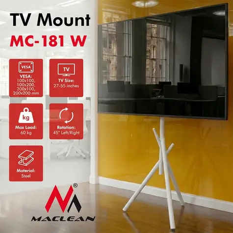 MC-181 W bílá / Podlahový stojan pro TV / 27-55
