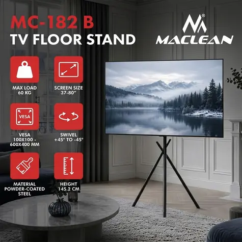 MC-182 B černá podlahový stojan pro TV / Podlahový stojan pro TV / 37-80