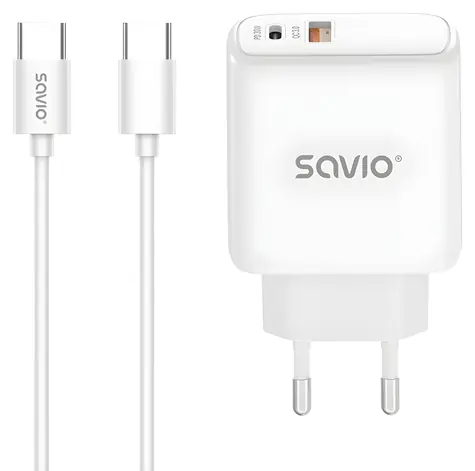 LA-10 30W bílá / Síťová nabíječka / Quick Charge / Power Delivery 3.0 / USB-C + kabel