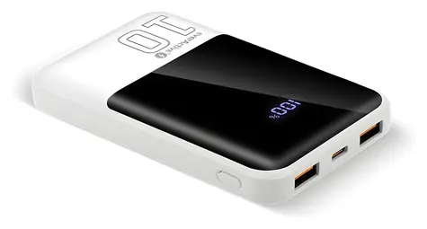 Powerbanka 10 000 mAh bílá / Powerbanka / 2x USB-A + 1x USB-C / 22,5 W QC4.0 / LED displej