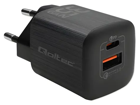 GaN ULTRA 35W černá / Síťová nabíječka / USB-C PD3.0 + USB-A / rychlonabíjení / 2,25-3A