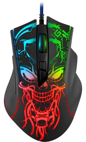 Bulletstorm GM-928 černá / Herní optická drátová myš / 7200 DPI / 6 tlačítek / USB-A / RGB