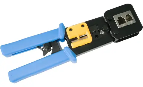 Krimpovací kleště RJ45/RJ12/RJ11 černé / Krimpovací kleště / 8P+6P+4P / ocel / plastová rukojeť