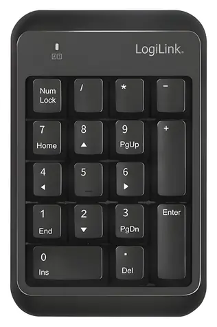 LogiLink numerická klávesnice Bluetooth 5.1 černá / Numerická bezdrátová klávesnice / 17 kláves / dosah 10 m