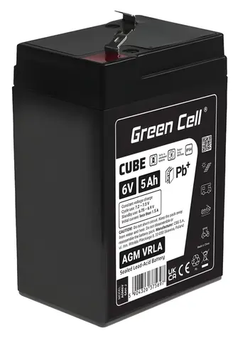 Green Cell AGM6V5AH-J / Akumulátor / VRLA AGM / 6 V / 5 Ah