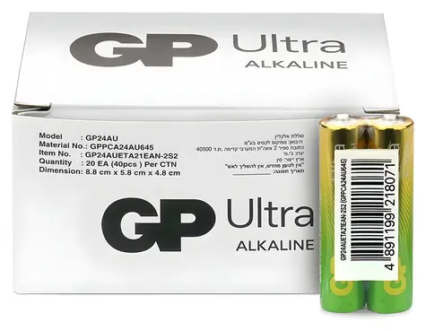 GP Ultra / Alkalická baterie AAA LR03 / 40 ks