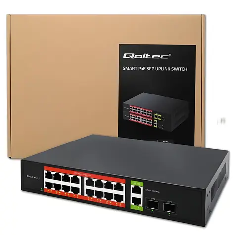 Switch PoE Gigabit 16x RJ-45 / Switch / 2x RJ-45 Uplink / 2x SFP / 1000 Mb/s
