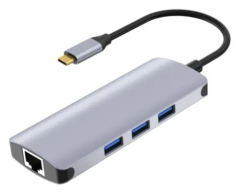 Dokovací stanice IUH3RJ4K stříbrná / Dokovací stanice / USB-C / HDMI 4K30Hz / LAN / USB PD 100W / čtečka karet
