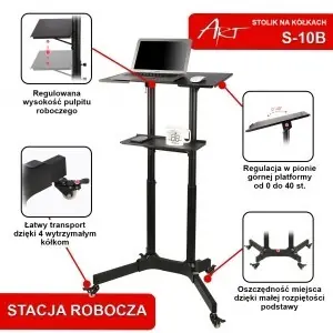 Stojan pod notebook nebo projektor S-10B / Stojan / Pojízdný / Výškově nastavitelný