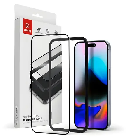 Crong 3D Armour Glass / Ochranné sklo / tvrzené 9H / Apple iPhone 16 Pro / s instalačním rámečkem