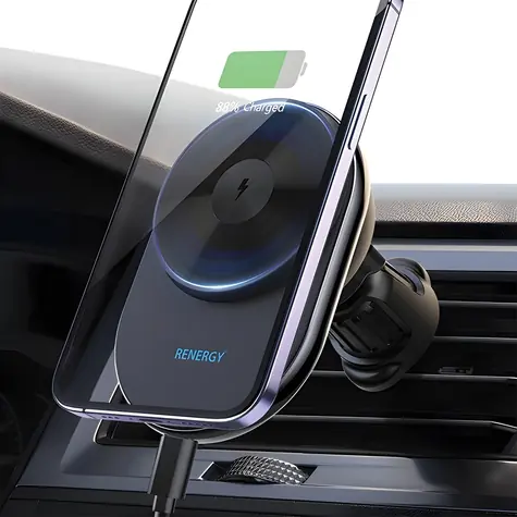 Araree Renergy AM15V MagSafe černá / Držák do auta / Magnetický / 15W bezdrátové nabíjení / Do ventilace