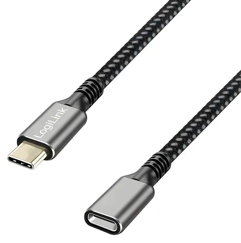 Kabel USB-C (M) - USB-C (F) černá / Kabel / USB 3.2 Gen 2 / 10 Gbit/s / PD / 1 m