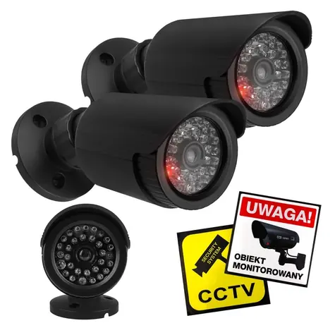 IR1800 Atrapa tubusové kamery černá / Atrapa kamery / sada 2 ks / IR LED dioda / 2x AA / ABS