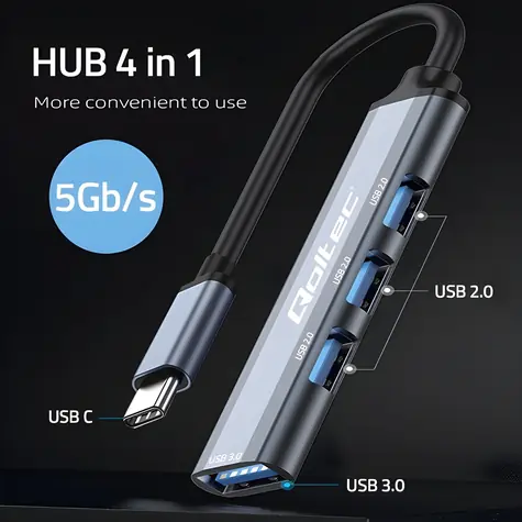 USB-C hub adaptér 4v1 / USB hub / USB 3.1 / 1x USB 3.0 / 3x USB 2.0