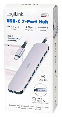 USB Hub 7 portů USB-A 20W PD / USB Hub / USB 3.2 / 5 Gbps