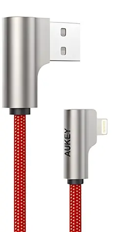OEM kabel Lightning - USB-A 90° červená / Datový kabel / 2 m / MFi certifikace / nylonový opletení
