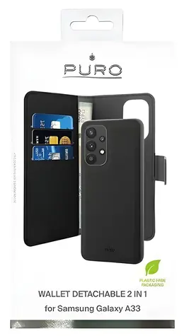 Puro Wallet Detachable černá / Pouzdro s klopou a peněženkou / Samsung Galaxy A33 5G / 2v1 odnímatelné / PU kůže
