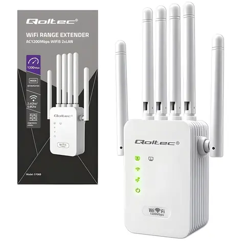 WiFi zesilovač signálu AC1200 / Repeater / Access Point / 6 antén / 2x RJ45 / 128 MB