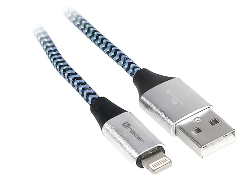 Kabel USB-A - Lightning 1 m černo-modrá / Datový kabel / pro iPhone / nabíjení a přenos dat