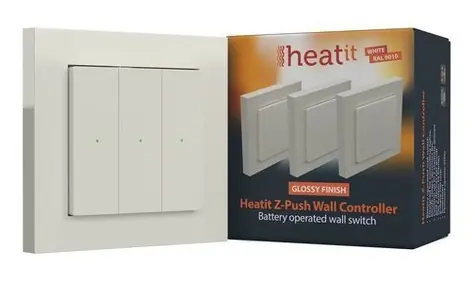 Heatit Z-Push Wall Controller bílá RAL 9010 lesklá / Ovladač / Z-Wave / nástěnný
