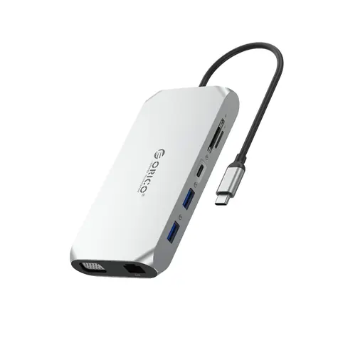Orico USB-C dokovací stanice 12v1 / Dokovací stanice / USB-C PD 100W / 2x HDMI 4K60Hz / VGA 1080p / SD/microSD
