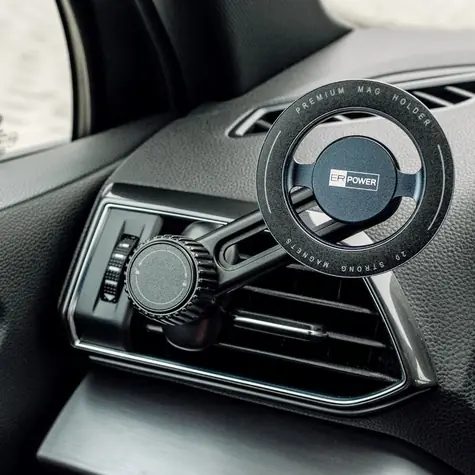 ER Magnetic Vent Mount s ramínkem černá / Magnetický držák do auta / do ventilační mřížky / univerzální